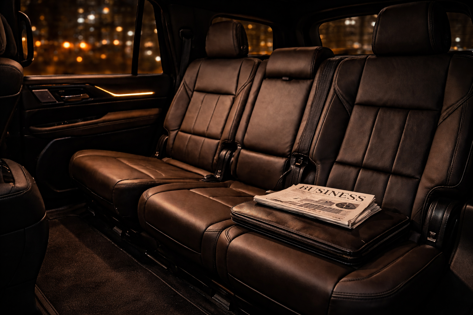 Luxury executive black SUV interior corporate chauffeur Chicago